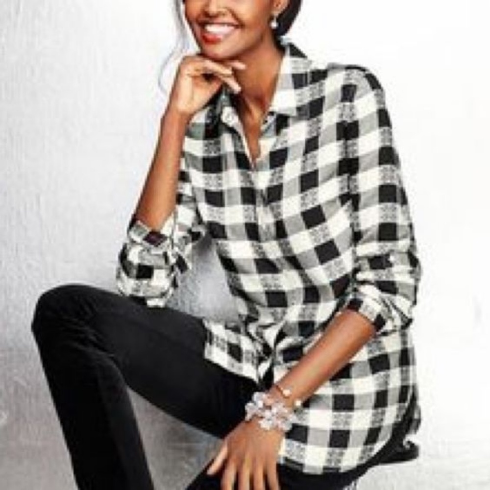 [Talbots] Buffalo Check Snowflake Button - image 1